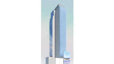 Rendering of the proposed hotel at 711 Seventh Avenue