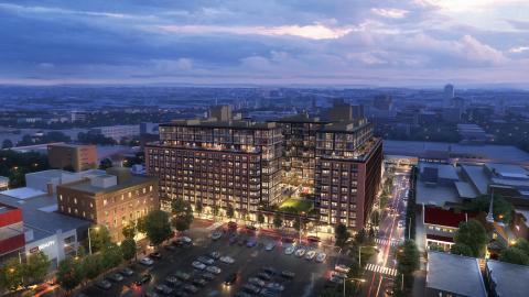 Rendering of 90Ninety, a 12-story mixed-use residential development in Jamaica, Queens.