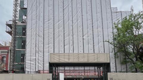 Facade work underway at 220 E. 9th 